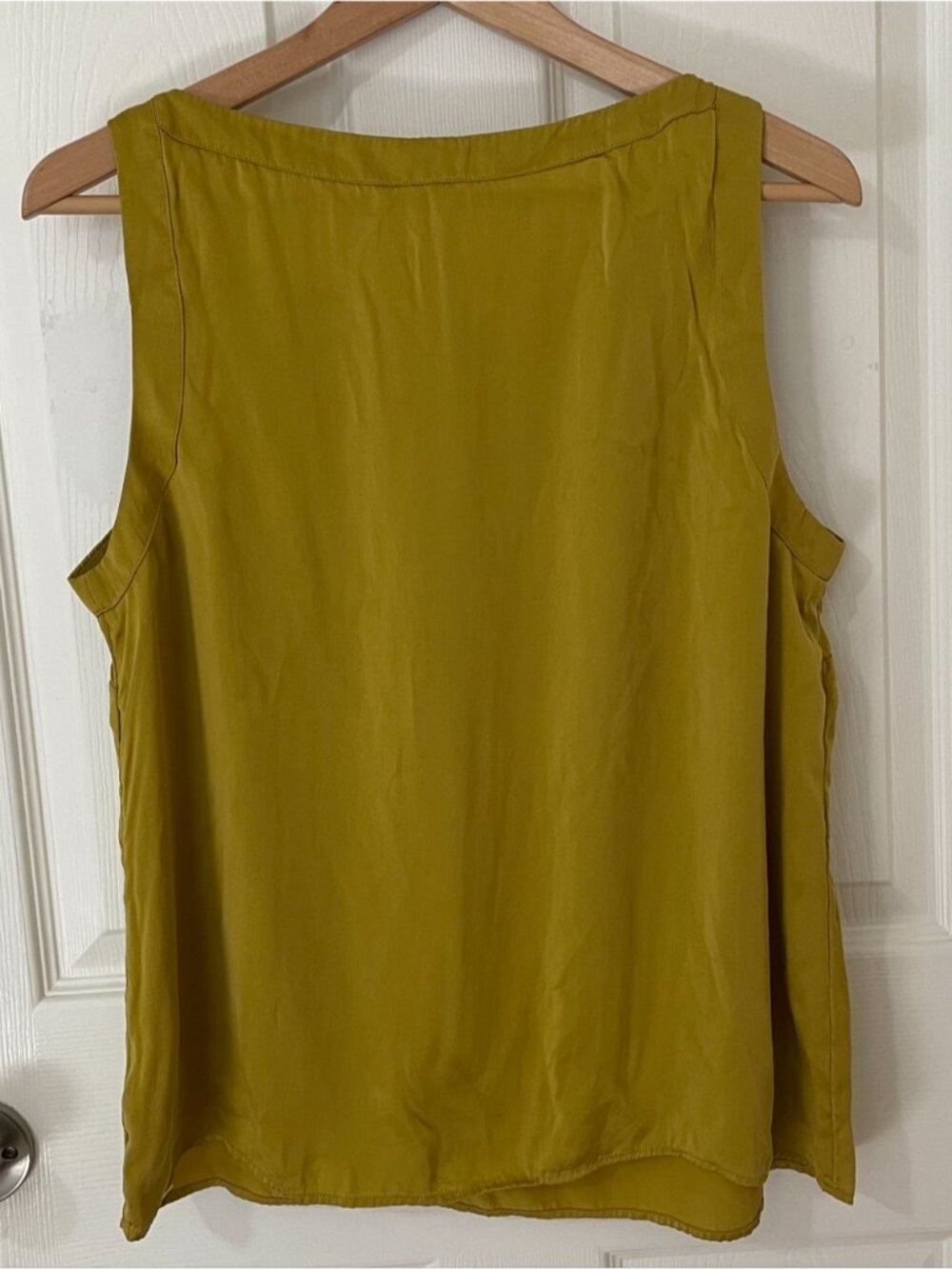 Silk Olive Green Scoop Neck Tank - Picture 2 of 2
